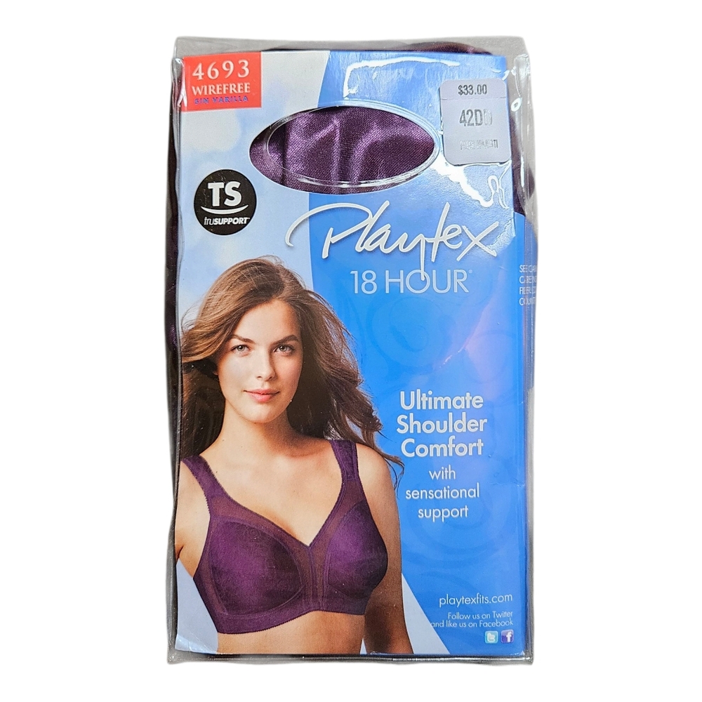Playtex 18 Hour Plum Majesty Wirefree Bra Size 42 DD